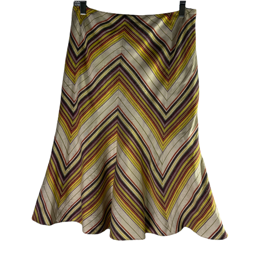 Etcetera 100% Silk Skirt Chevron Print Size 4